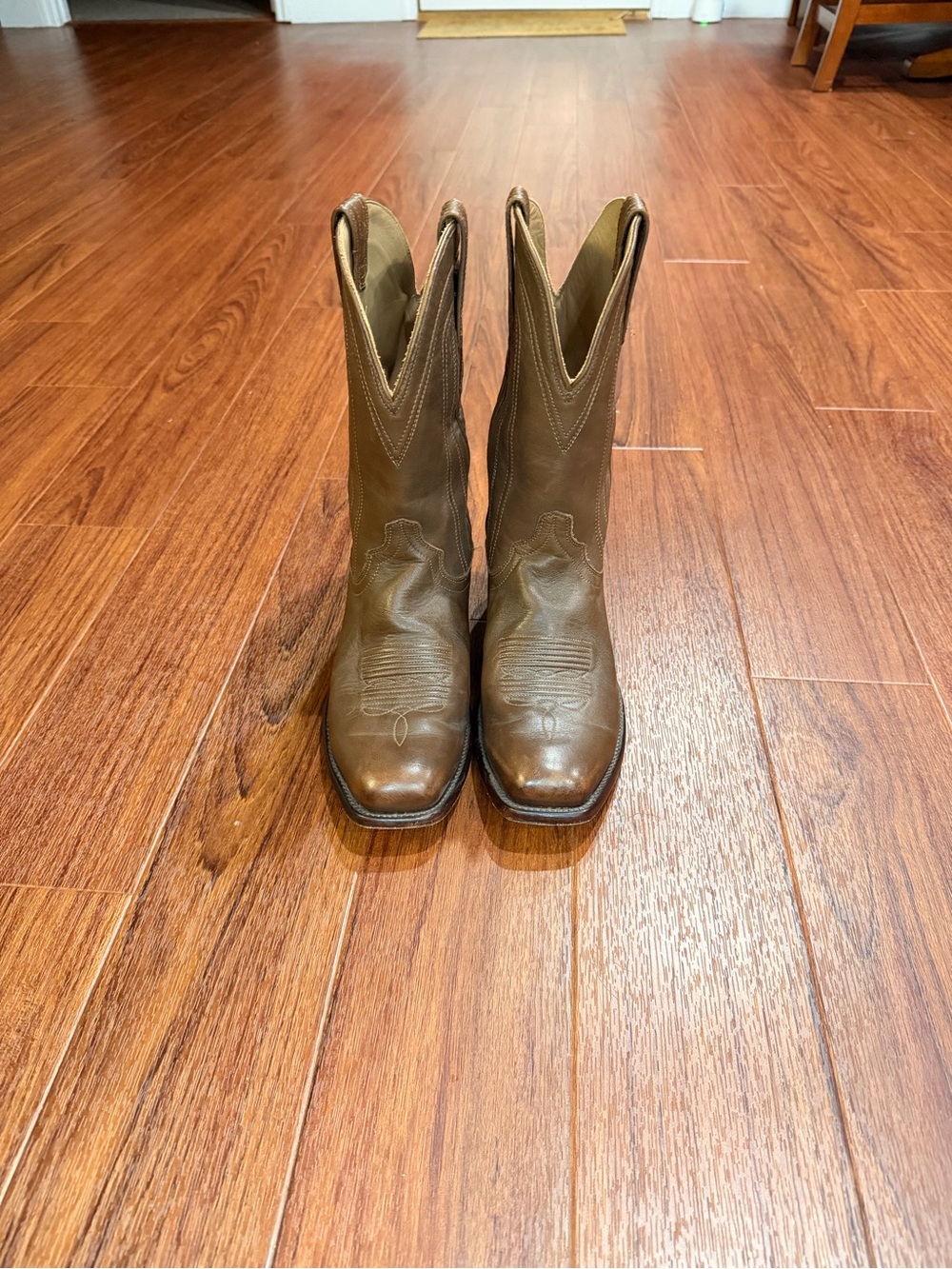 Tecovas Brown Tan Leather Western Boots with Square Toe